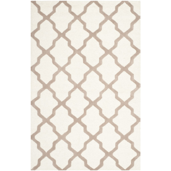 Küstenhaus Handgefertigter Teppich Beacon Falls aus Wolle in Elfenbein